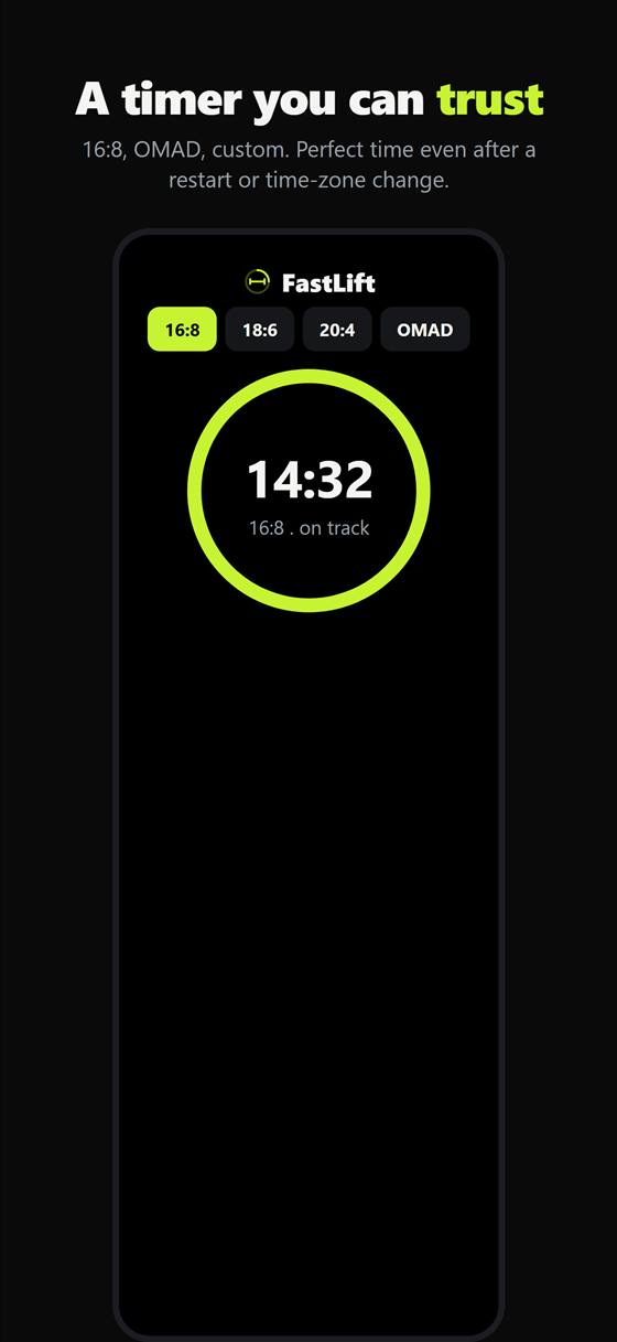 FastLift fasting timer screen