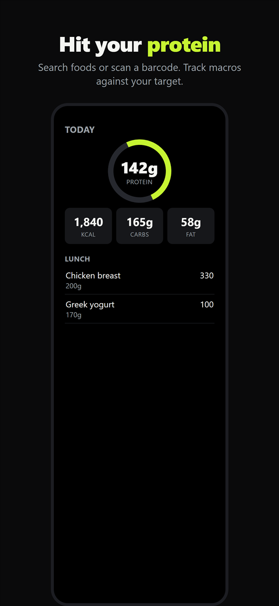 FastLift macro tracker screen